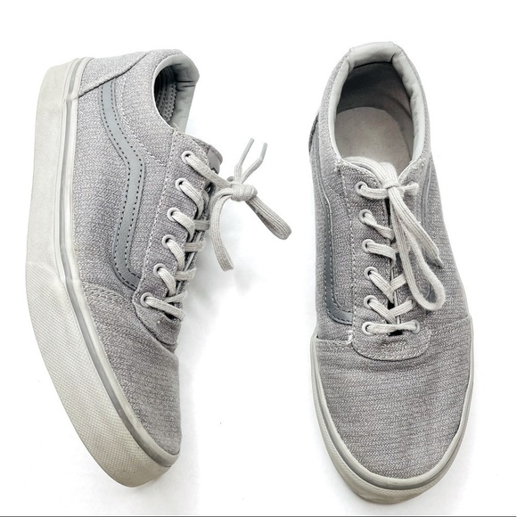 Vans Off the Wall Old Skool Sneakers in Grey Crosshatch with Grey Gum Bottoms - Picture 1 of 12